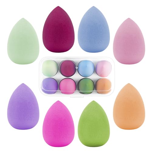 Make up Schwamm, 8 Stück Beauty Foundation Blending Beauty Sponge, Beauty Makeup Schwämme Blender für Flüssigkeit Foundation Puder Sonnenschutz Puderquaste Creme Geschenk für Frauen
