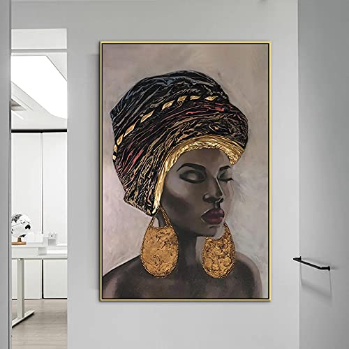 Poster femme africaine tableau salon peinture canvas style national 40x60cm - 2