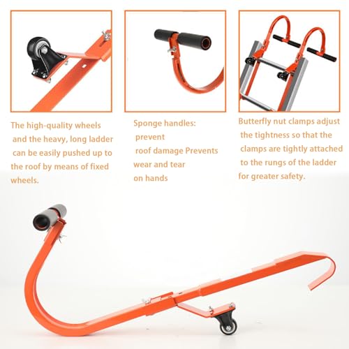 Leiterstabilisator, 2 stück Heavy Duty Leiter Dachhaken, Dachleiterhaken Dachhaken Leiterhaken,Leitersicherung Dachrinne, Leiter Dachhaken Mit Rad, Schnelle Und Einfache Einrichtung