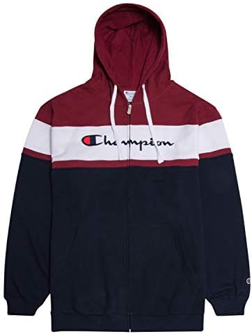 Champion Mens Big and Tall Full Zip Hoodie Classic Embroidered Logo