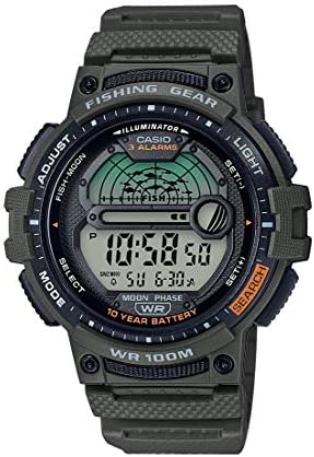 Casio Men's Fishing Timer Quartz Watch with Resin Strap, Green, 24.1 (Model: WS-1200H-3AVCF)