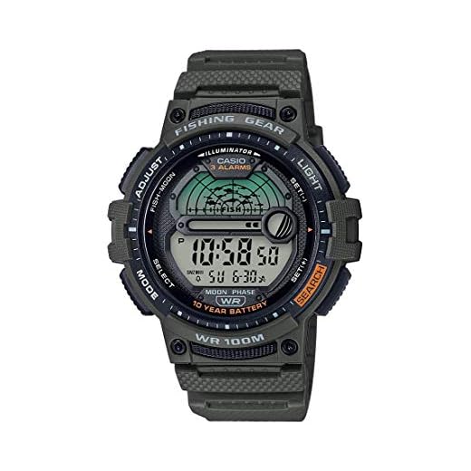 Casio Men's Fishing Timer Quartz Watch with Resin Strap, Green, 24.1 (Model: WS-1200H-3AVCF)