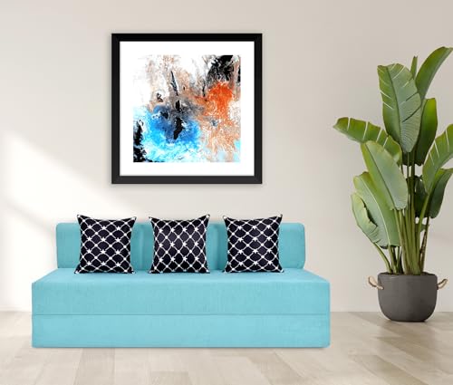 Image of Three Seater Sofa Cum Bed 5x6 Ft with Soft Foam Cushioning, Comfortable Foldable Sofa Bed for Living Room, Bedroom, Guest Room & Office(Sky Blue)