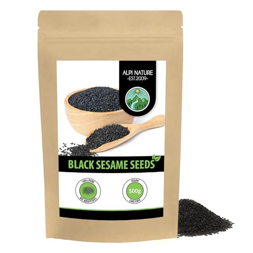 Alpi Nature Black Sesame Seeds 500g 1.1 lb, Raw Black Sesame Seeds for Cooking and Baking