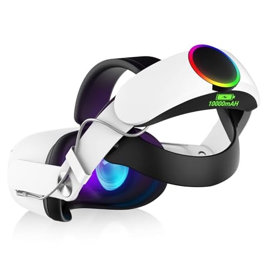 RGB Head Strap for Oculus/Meta Quest 2 Head Strap with Battery 10000mAh Pack for Extended 8 Hrs of Playtime, Fast Charging VR Power, Adjustable Elite Strap Enhanced Support and Balance in VR