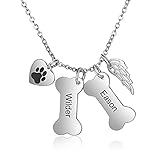 ALBERTBAND Dog Necklace for Women Personalized Dog Paw Charm Pendant Necklace -Dog Bone Memorial Nec