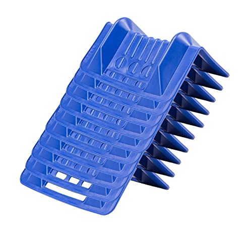Mytee Products (10 Pack) 4" x 4" x 10" Blue Corner Protector V Shaped Flatbed Edge Guards with Carrying Case - Cargo Load Corner Edge Protector and Tie-Down Strap Guard for Flatbed