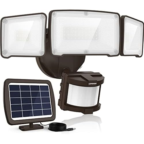 LEPOWER Solar LED Security Lights, PIR Motion Sensor Outdoor, 1600LM, Yard