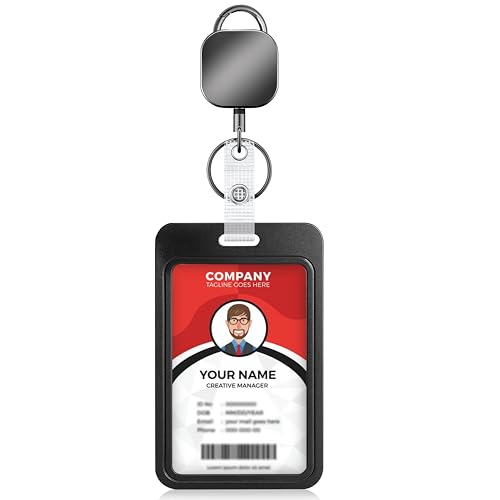 Image of Retractable Badge Reel Key Chain with ID Card Holder | Strong Pull Key Ring with Belt Clip | Office & Hospital Use | Pack of 1