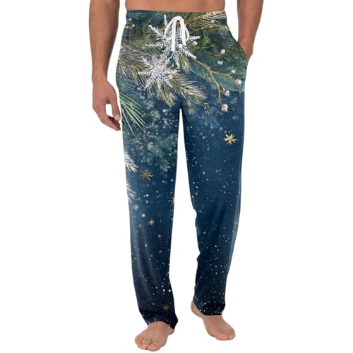 Men Christmas Pajama Pants Lounge Pants Elastic Waist Soft Comfortable Print PJ Bottoms