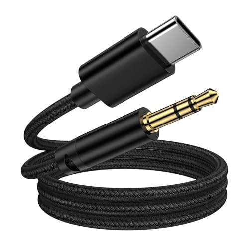 Samsung USB C to 3.5mm Audio Jack Cable for Samsung Galaxy A17/A16/A36/A56/A26/S25 Egde/S24 Ultra/S23/S22/S21 3FT Type C to Headphone Adapter Braided Aux Car Stereo Cord for iPhone 16 Pro Max/16e/15
