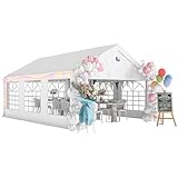 Outsunny Tendone per Feste 4x6 m con Luci LED, Gazebo da Giardino in Acciaio Zincato con P...