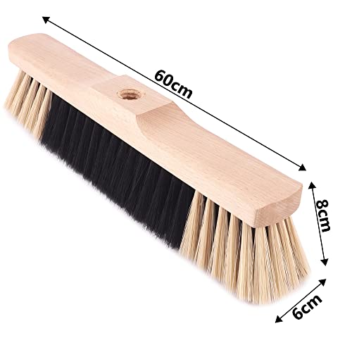BAUSTER® Besen 300/350/400/500/600 mm ohne Stiel, Großer Straßenbesen Industriebesen Stubenbesen Zimmerbesen Hallenbesen, Handgeführt Holzbesen, Gartenbesen, Handbesen, Fußwegen (600 mm) – Bild 5