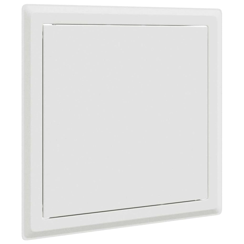 Tapa de acceso 2 unidades, color blanco, 23 x 23 x 3 cm, acero con recubrimiento en polvo con ángulo de apertura de 140°, cierre seguro para interior y exterior, inspección de puerta, escotilla