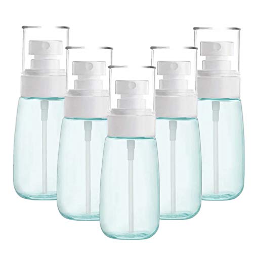 Preisvergleich Produktbild 5 x Fine Mist Sprühflasche 60ml Nachfüllbarer Reisebehälter mit Luftpresspumpe Kunststoff Leere Make-up Wasserflaschen Sprayer für kosmetische Körperpflege Körperpflege von TheBigThumb, Blau