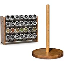 NESAPTO Spice Rack Organizer for Cabinet and Paper Towel Holder Countertop, Brown