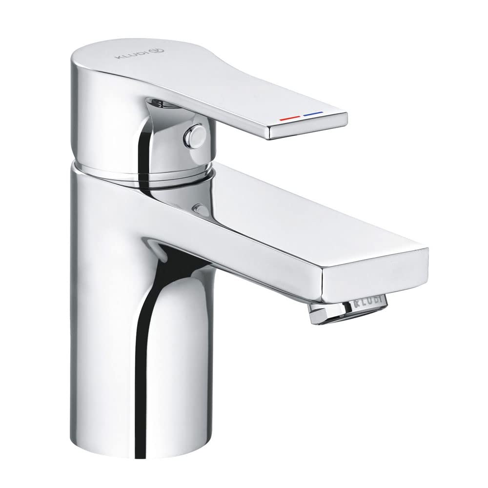 Kludi Zenta SL 482660565 - Grifo de Lavabo Mezclador Monomando (75 mm, con válvula de desagüe Push Open Cromado)