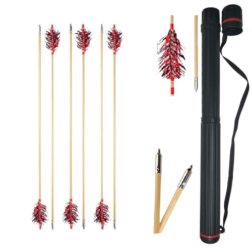 SHARROW 6/12Pcs Archery Wooden Arrows 32 Inch Archery Target Practice Arrows Adult Hunting Arrows with Turkey Feathers for Compound Bow And Arrow For Hunting Recurve Bow Longbow
