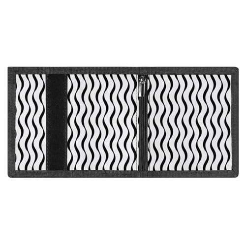 Black White Wave Pattern Print Wallet for Men, 8 Credit Card Holder Slim Minimalist Front Pocket Small Mens Bifold Wallets3