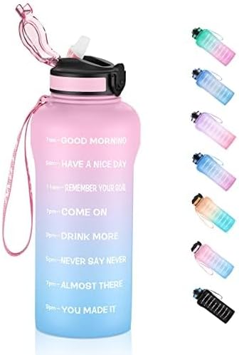 Actives 22 Oz Botella De Agua De Vidrio Motivacional De 64 Onzas Con Popote Y Marcador De Tiempo Jarra De Agua Grande Reutilizable De Medio Galon Botella De Tritan Water Bottle