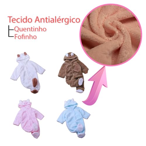 Macacão Para Bebe Menino Menina Teddy Pelúcia Com Capuz Frio (Cinza, M)