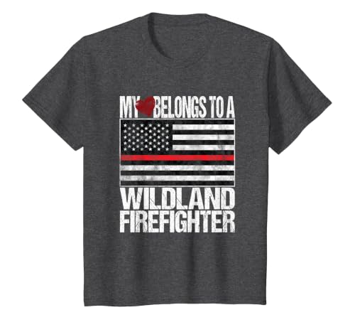 Red Line Flag Shirt My Heart Belongs Wildland Firefighter