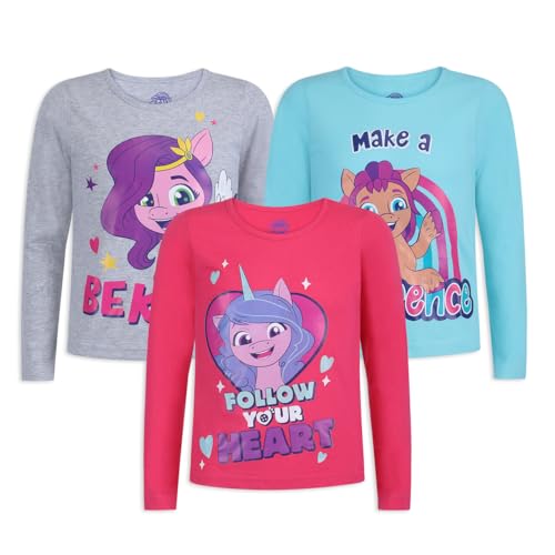 My Little Pony Girls Long Sleeve Shirt 3 Pack Set for Big Kids