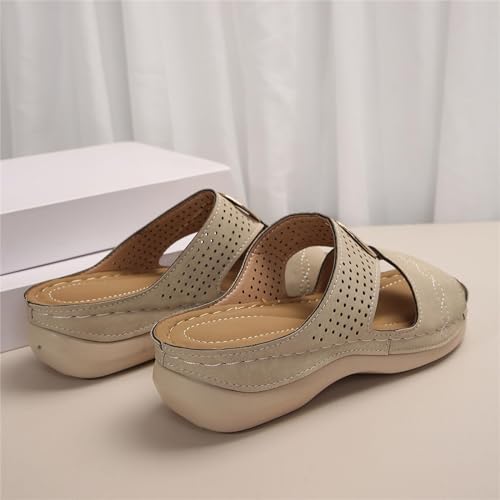 Womens 2025 Casual Wedges Hollow Out Open Toe Platform Comfortable Breathable Slip On Comfy Orthotic Wide Width Beach Walking Sandals Slippers4