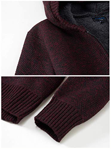 Gioberti Men's Full Zip Knitted Regular Fit Hoodie with Sherpa Lining4