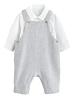 NEXT Baby Jungen Standard Latzhose und Bodysuit aus Baumwollgewebe Grey/White 74-80