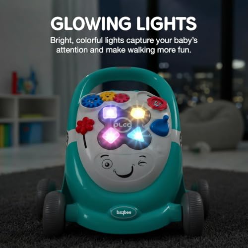 Image of Baybee Oleo Baby Walker for 6-18 Months | Activity Push Walker with Music & LED Lights | Stable Wheels, Easy Grip Handle | Educational Walker for Boys & Girls 0-2 Years (Green)
