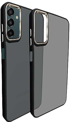 Image of A rtistque Frosted Translucent Back Cover Case for Samsung Galaxy A52 / A52s 5G | Electroplated Chrome Ring | Raised Camera Edges for Protection | Smooth Sides TPU - Black