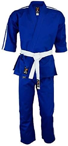 Playwell Martial Arts Striped Team Free Style Demo/Club Uniform - (Blue With 2 White Stripes Set) - V2