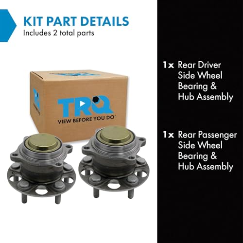 Image of TRQ 2 Piece Rear Wheel Bearing & Hub Assembly Set with ABS Sensor Compatible with 2014-2016 Acura MDX