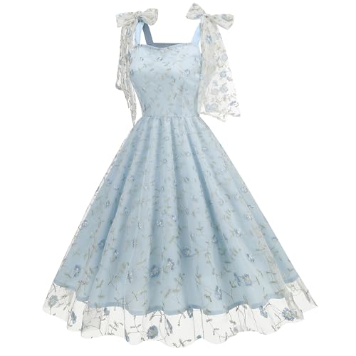 Image of Women's Tie Strap Tulle Prom Dresses Sweetheart Flower Embroidery Dress Short Formal Party Mini Homecoming Dresses