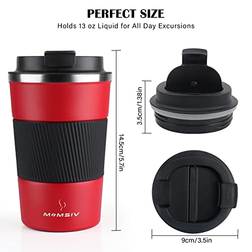 12Oz Travel Mug, Momsiv Insulated Coffee Cup With Leakproof Lid, Vacuum Stainless Steel Double Walled Reusable Tumbler For Hot And Cold Water Coffee And Tea In Travel And Car #TOP3