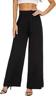 بنطلون بالازو بقصة واسعة للساق وخصر أستك وربطة فيونكة أنيقة ومريحة للاستخدام اليومي للنساء