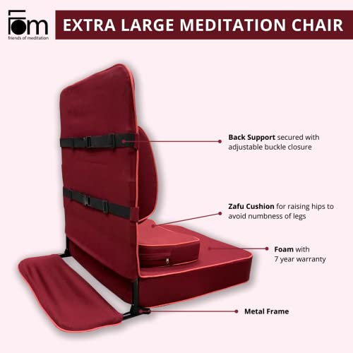 FOM (Friends of Meditation) extra großer Entspannender Meditations und Yoga Stuhl mit Rückenstütze und Meditationsblock kastanien - Image 4