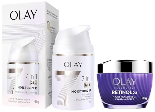 Image of Olay Regenerist Retinol 24 Night Cream, 50g + Olay 7in1 Ultra-light Gel Moisturizer, 50g