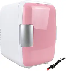 MINI GELADEIRA FRIGOBAR 2 EM 1 REFRIGERADOR E AQUECEDOR 12V 4L RETRO CASA E CARRO 4 LITROS ROSA