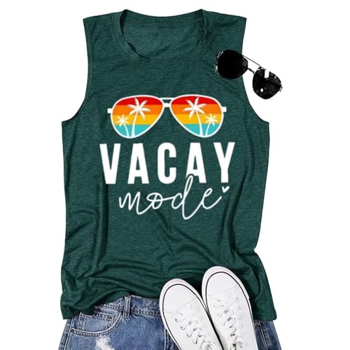 Image of Vacay Mode T Shirts for Women Summer Beach Hawaii Vacation Short Sleeve Tops Holiday Cruise Getaway T Shirts