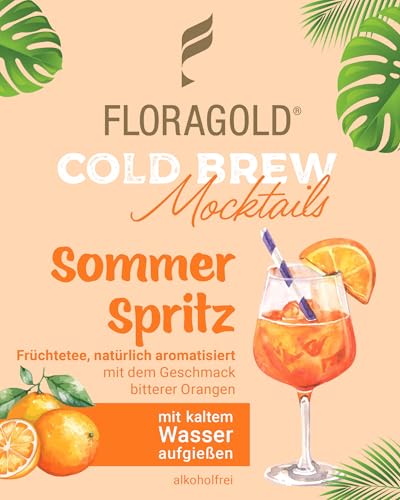 FLORAGOLD - Cold Brew Sommer Spritz – Mocktail (ohne Alkohol) - Zuckerarm & Kalorienarm - Eistee