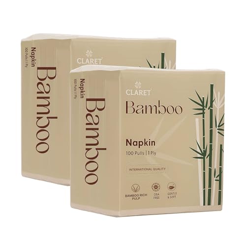Image of Claret Bamboo Napkin | 1-Ply | 100 Pulls | Bamboo Rich Pulp | OBA Free | Gentle & Soft (Pack Of 2)