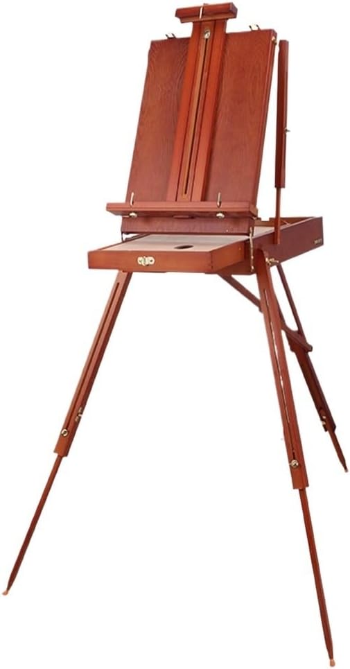 HBJWOV Wooden Sketch Hand Wooden Drawbar Oil Painting Case Portable Oil Painting Stand Wooden Sketch Easel(White-Patch Five-Pointed star4)