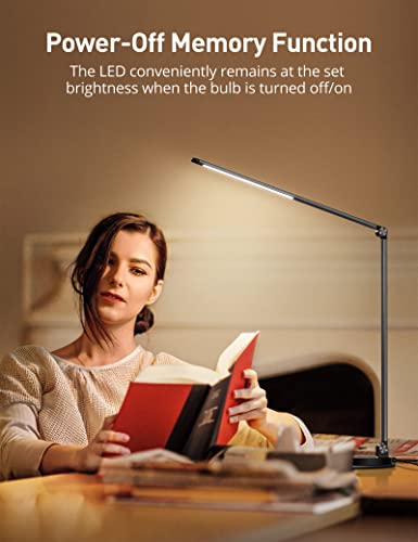 Sympa Led Desk Lamp, Aluminum Alloy Dimmable Led Table Lamp With 3 Color Modes, 6 Brightness Levels, Usb Charging Port, Adjustable Angle, Memory Function, Table Lamp For Home Office Lighting, Grey #TOP5