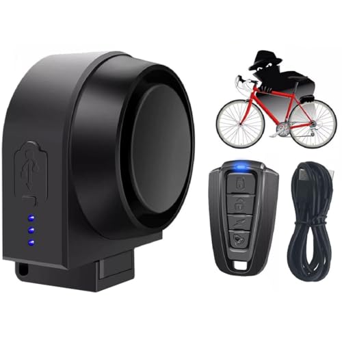 FiTspi Bike Alarm with Remote Control, Wireless Anti-theft Burglar Alarm, 115db Super Loud USB Rechargeable Security Alarm System for Bicycle, Motorbike, Mobility Scooter, E-Bike