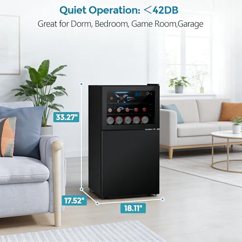 Image of COWSAR 2.6 Cu.Ft Beverage Refrigerator & Mini Fridge with Freezer - Glass Door, Reversible Design, Adjustable Thermostat for Dorm, Office, Bedroom