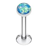 Opalescent Glitter Shower Dome 316L Surgical Steel Labret - 16 GA (1.2mm) - Ball Size: 5/32