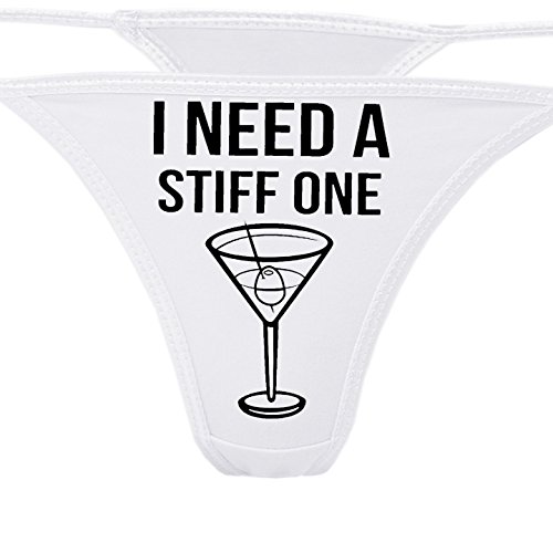 Image of Knaughty Knickers - I Need A Stiff One White Thong - Fun Flirty Underwear - Panty Game Bachelorette Bridal Lingerie Shower