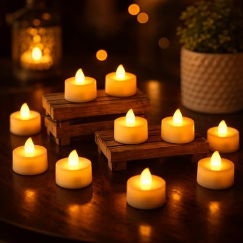 SATYAM KRAFT 12 Pcs LED Tea Light Candles | Flameless, Smokeless ...